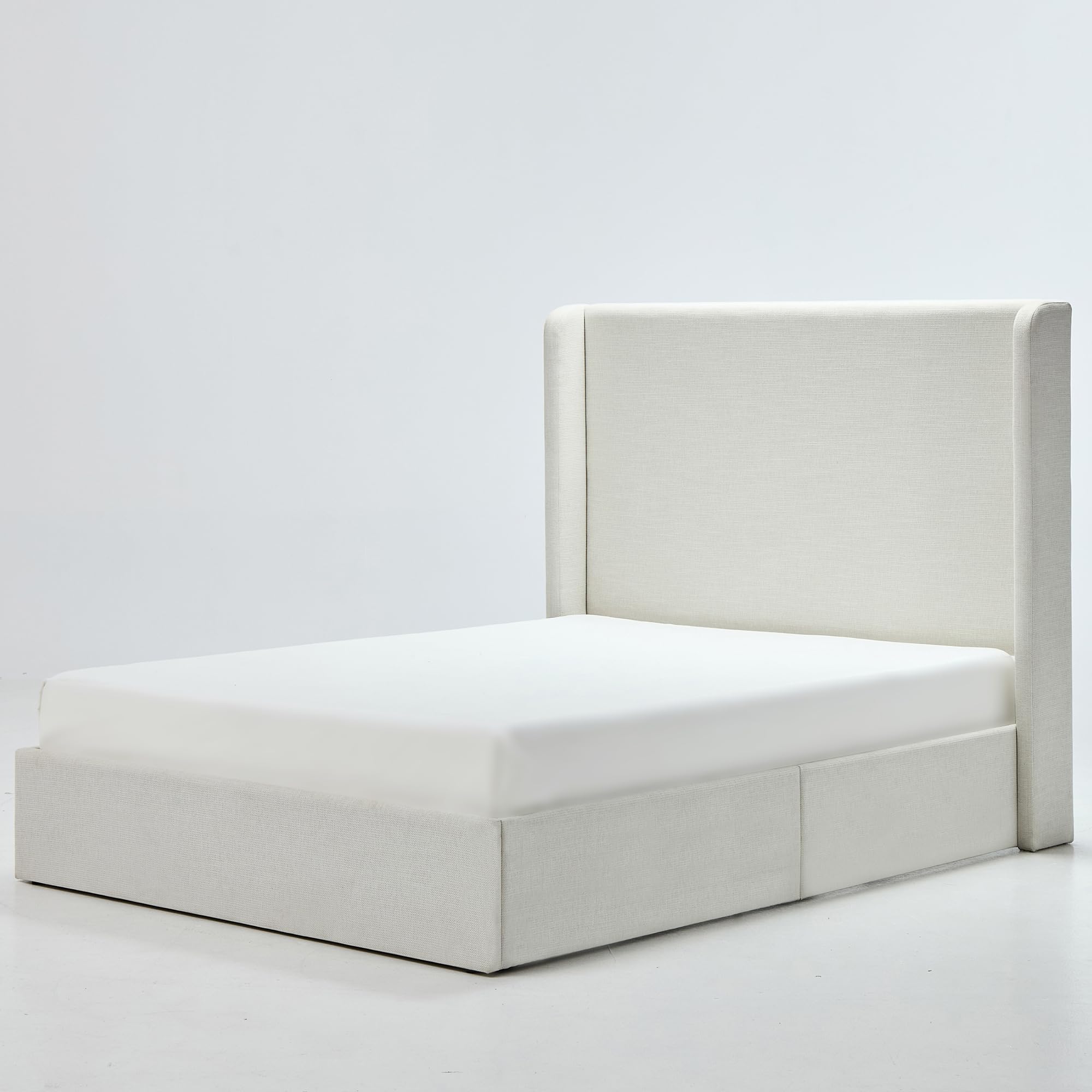 54" Wingback Queen Bed Frame - Upholstered Platform Bed with Tall Headboard