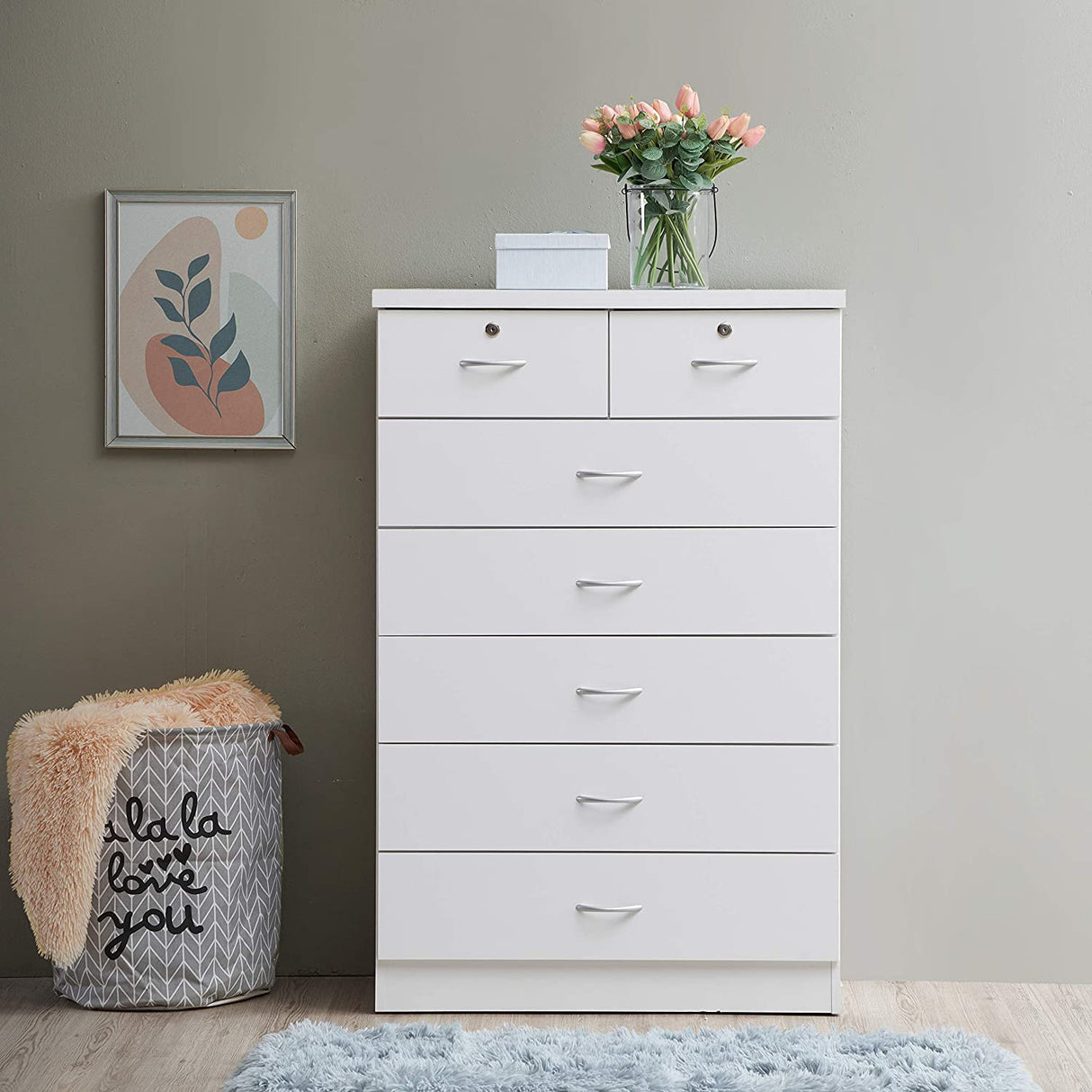 7 Drawer Wood Dresser for Bedroom