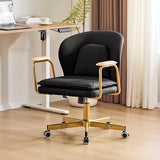 Leather Office Chair with Adjustable Swivel & Golden Legs