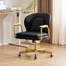 Leather Office Chair with Adjustable Swivel & Golden Legs
