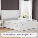 Queen Velvet Platform Bed with Geometric Tufted Headboard