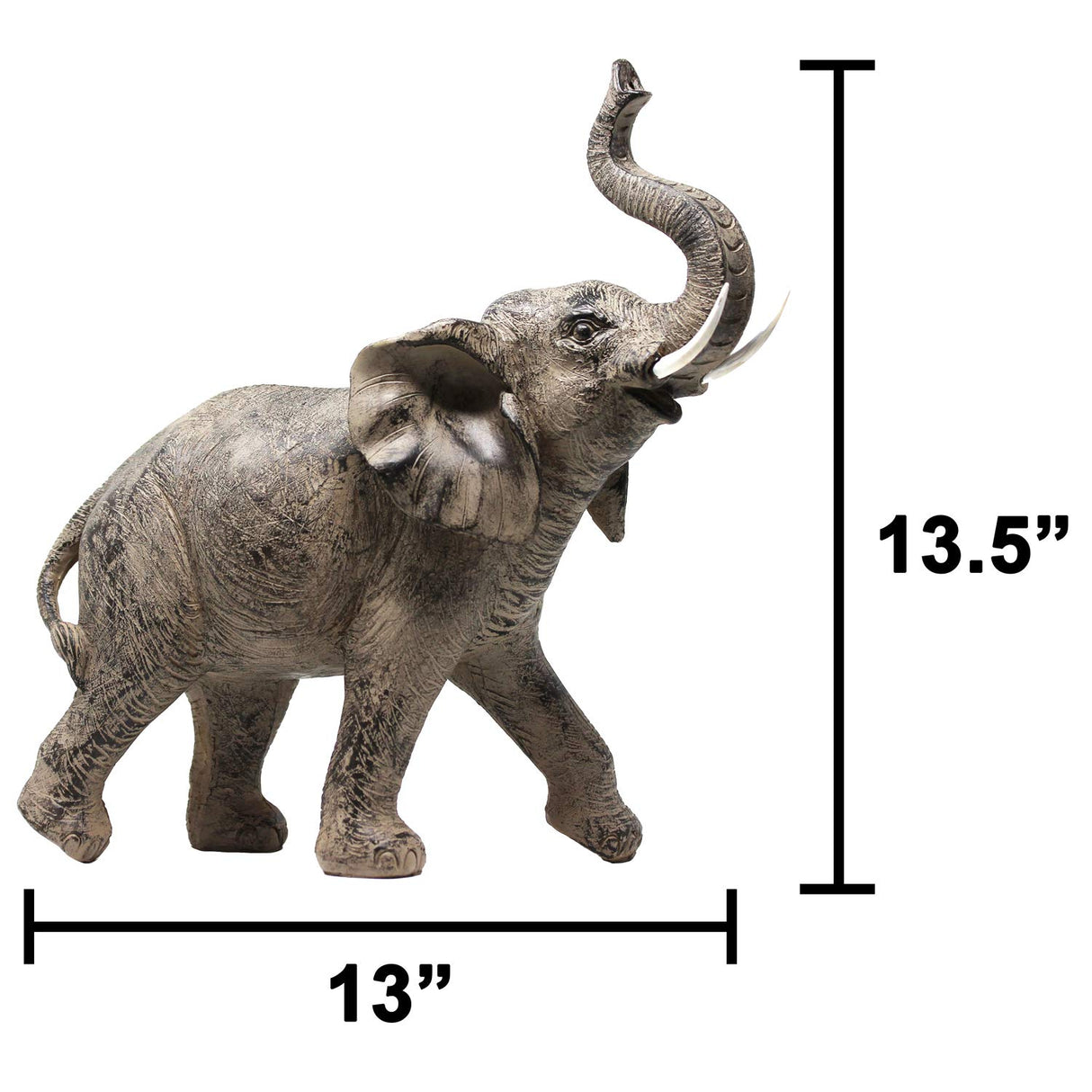 Seraphic Large 13" African Elephant Statue Gifts for Women, Big Elephant Decor Scuplture with Trunk Up for Home Decor