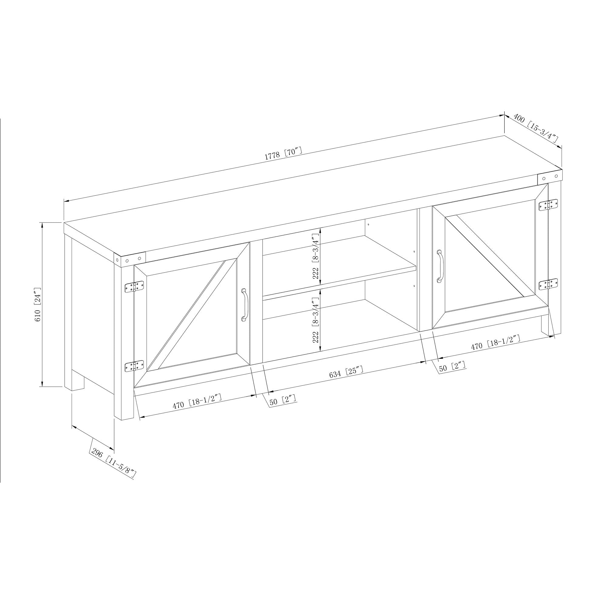 Tucker 70 Inch Barn Door TV Console in Grey Wash