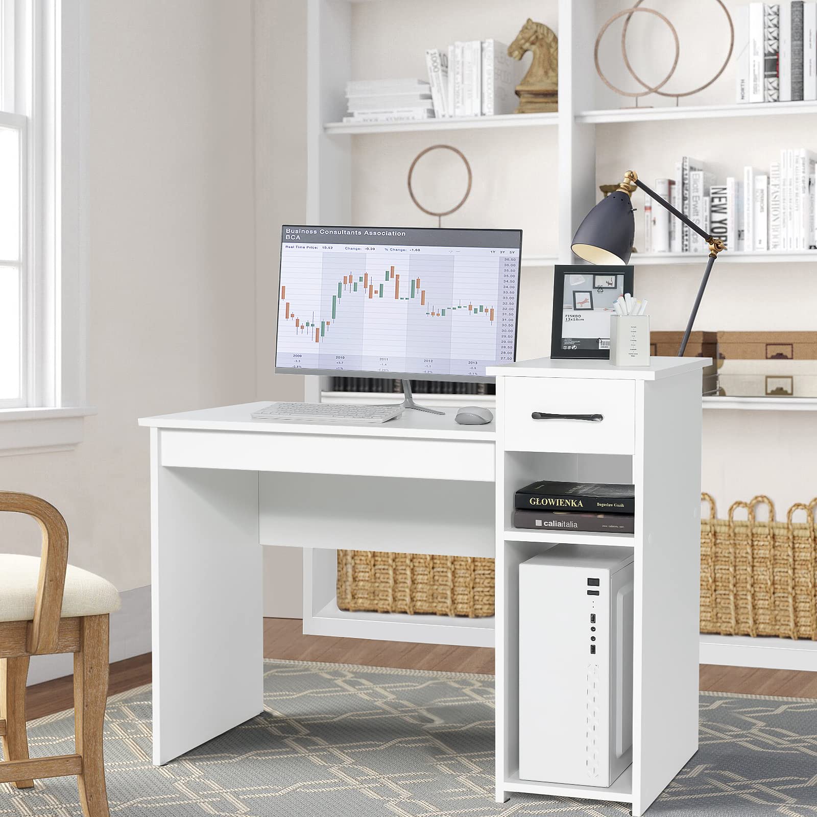 Computer Desk, 40 inch Laptop PC Gaming Table with Drawer