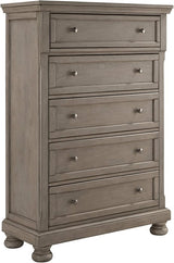 Lettner Traditional 5 Drawer Chest with Dovetail Construction, Light Gray