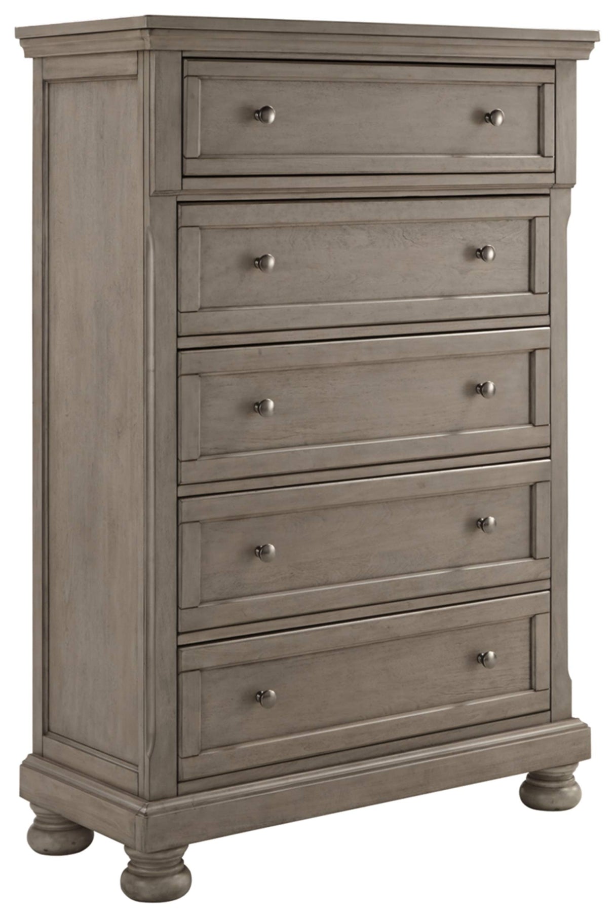 Lettner Traditional 5 Drawer Chest with Dovetail Construction, Light Gray