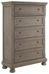 Lettner Traditional 5 Drawer Chest with Dovetail Construction, Light Gray