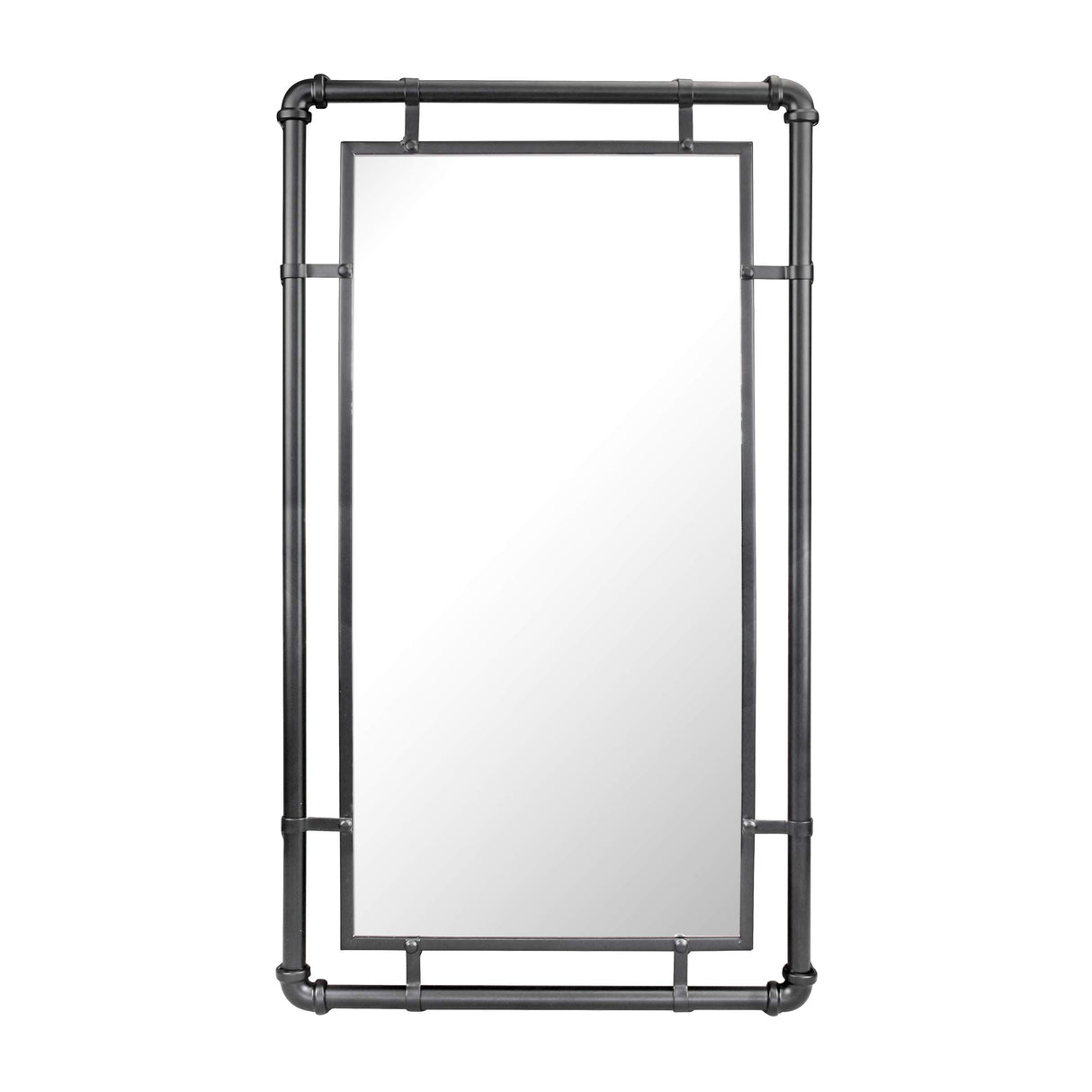 29" Rectangle Industrial Black Metal Pipe Wall Mirror