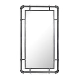29" Rectangle Industrial Black Metal Pipe Wall Mirror