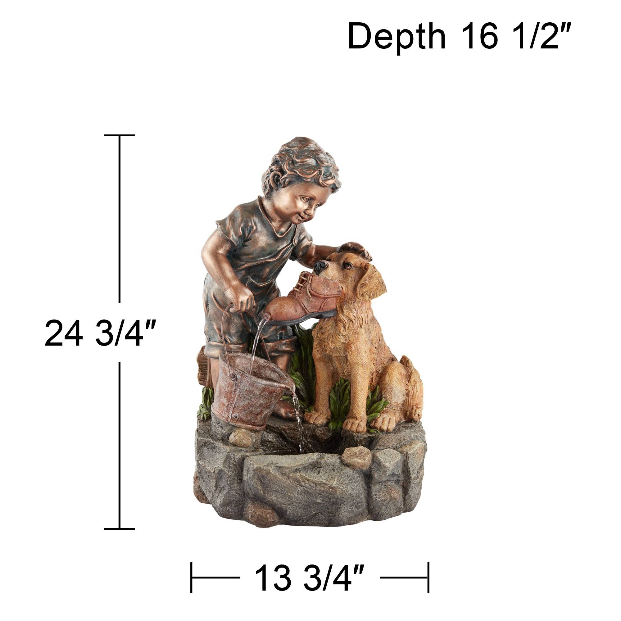 Northport Modern Boy Plays with Dog Outdoor Floor Water Fountain 24 3/4" High Modern for Garden Backyard Patio Porch Home Bedroom House Living Room Relaxation Exterior Balcony - John Timberland