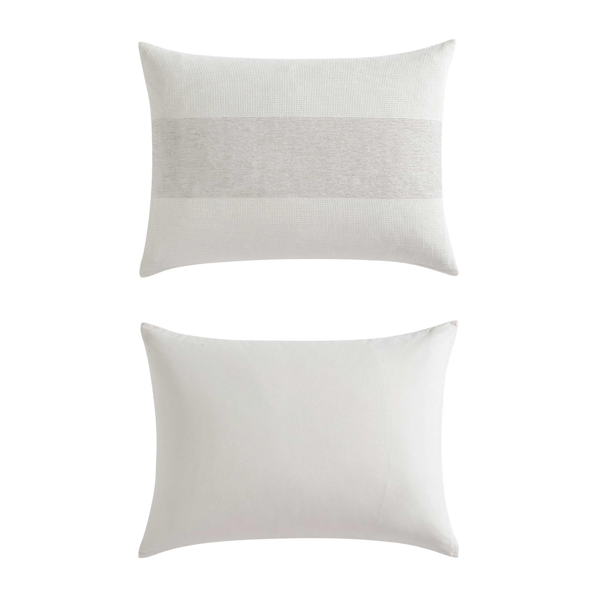 King Size Comforter Set - Textured Chenille Waffle Stripe Beige