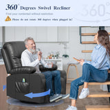 Recliner Chairs for Adults, Massage Rocker with Heated Modern Ergonomic Lounge 360