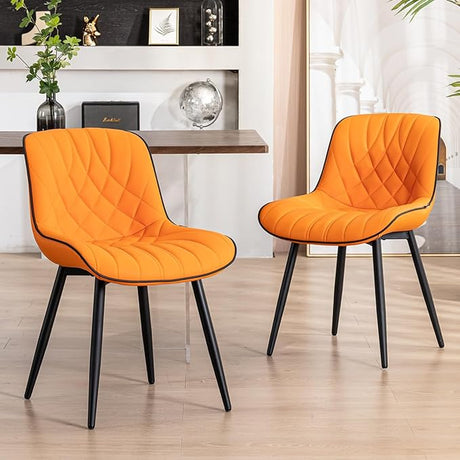 Dining Chairs Set of 2 Mid Century Modern Kitchen Chair Comfortable Upholstered Faux