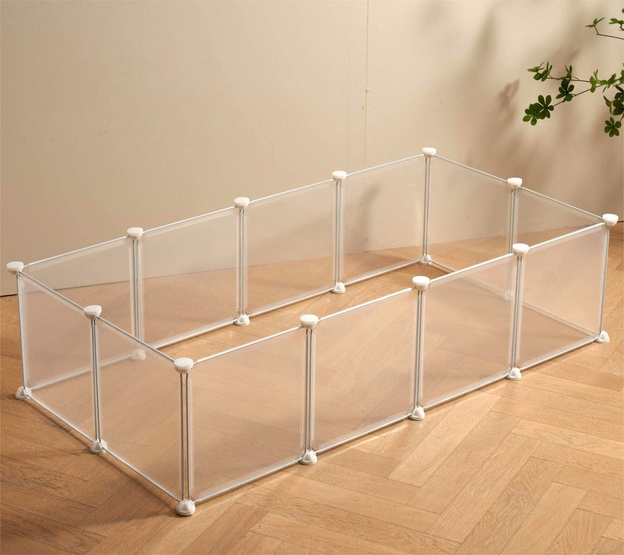 Transparent Clear Small Animal Playpen, Guinea Pig Cages, Puppy Dog Playpen, Pet Playpen, Rabbit Bunny Indoor Fence Pen Enclosure, White Clear Plastic Playpen,12X12 Inch, 12Panels