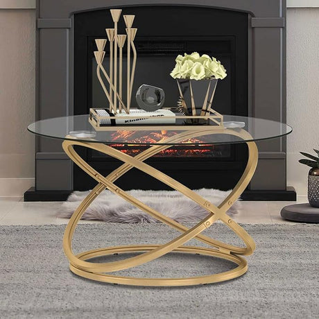 Round Coffee Table, Glass Coffee Tables for Living Room, Modern Coffee Table