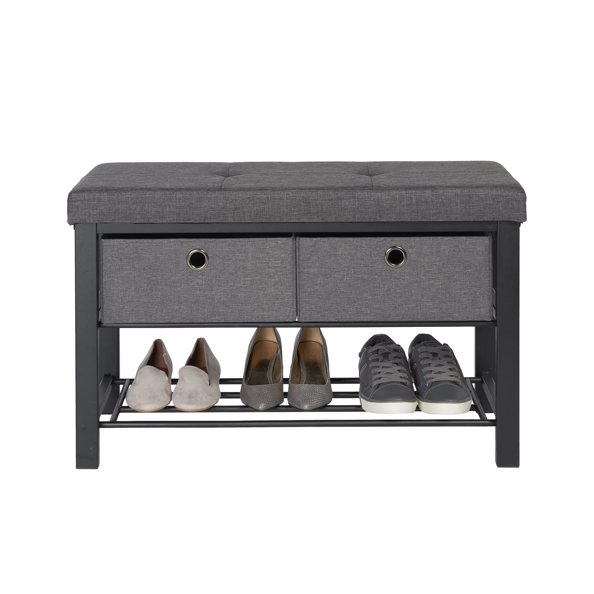 Shoe Storage Bench with Cushion Double Seat Shoe Rack Bench