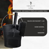 2.15 Gallon Black Ash Bucket and Fireplace Tool Set with Lid