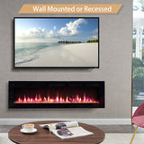 Wilton 60"/152cm Electric Fireplace, Wall Mounted, Recessed, 9 Colour Flame Effect