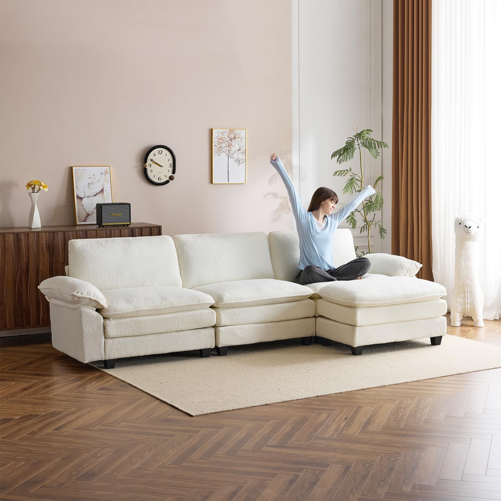 Convertible Sectional Sofa Couch with Ottoman