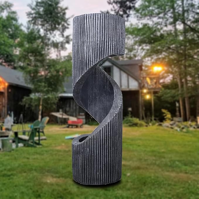 Large Spiral LED Waterfall Fountain with Planter - Indoor/Outdoor Resin Garden