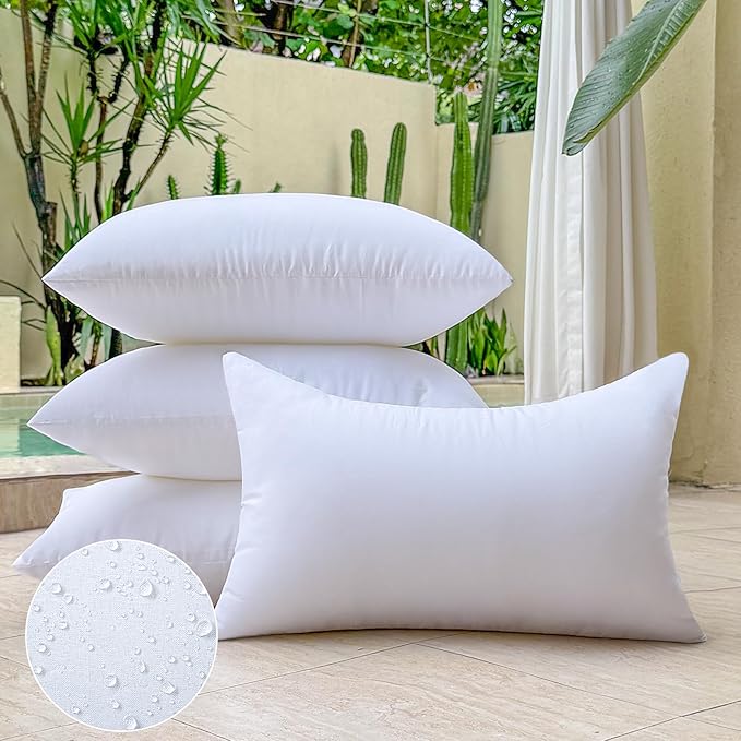 20 x 20 Outdoor Pillow Inserts Set of 4 Square Throw Pillow Inserts Waterproof for Couch