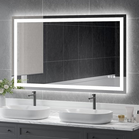 72x36 Inch Modern LED Bathroom Mirror - Smart Backlit Vanity Mirror with Anti-Fog, Dimmable Lights, Wall Mounted, 1/5 Inch Tempered Glass