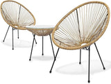 3 Piece Outdoor Seating Acapulco Chair, Modern Patio Furniture Outdoor Conversation Set
