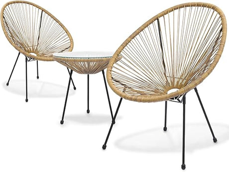 3 Piece Outdoor Seating Acapulco Chair, Modern Patio Furniture Outdoor Conversation Set