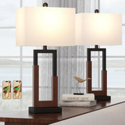 30" Farmhouse Table Lamps Set of 2 with USB-C Charging