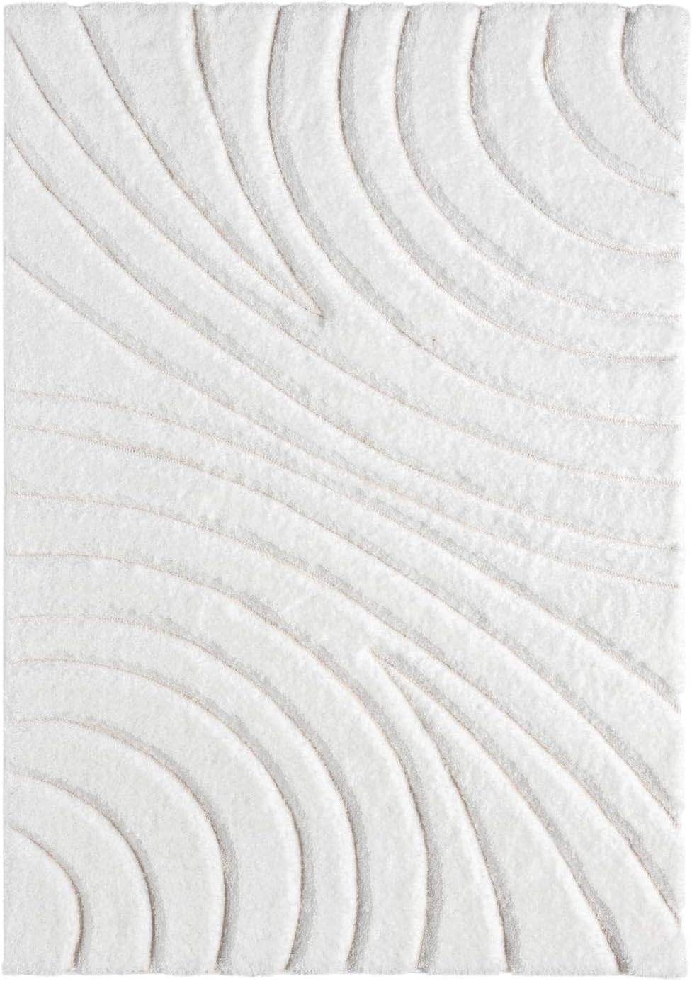 Lantanas Cream 8x10 Modern Shag Geometric Area Rug