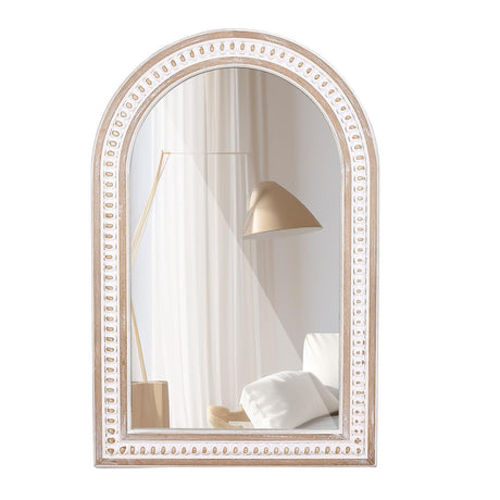 Arched Wall Mirrors Boho Mirror - 36x24'' Decorative Mirror Wooden Frame Bathroom