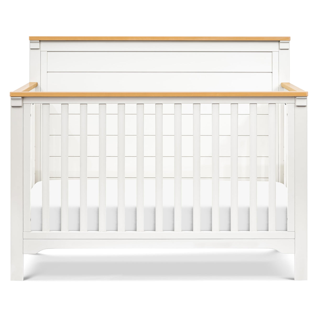 4-in-1 Convertible Crib in Warm White and Honey, GREENGUARD Gold Certified