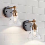 3 Light Bathroom Vanity Light Black and Gold, Modern Bathroom Light Fixtures Over Mirror