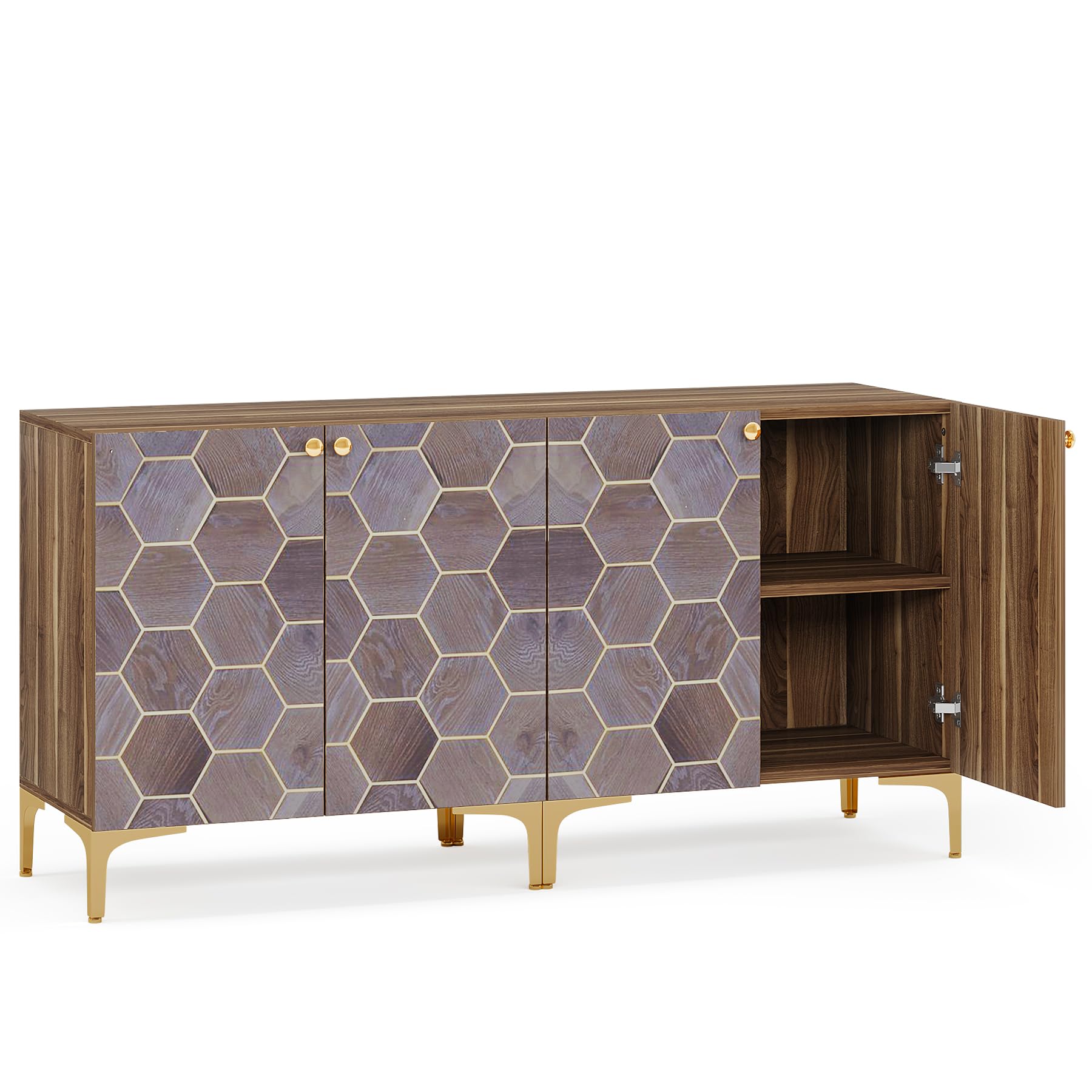 63" Modern Buffet Sideboard Set of 2, Buffet Storage Cabinet with Doors