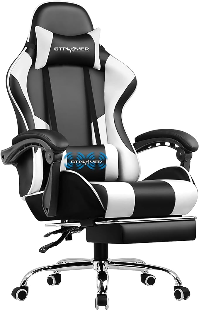 Gaming Chair, Computer Chair with Footrest and Lumbar Support