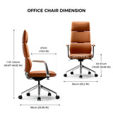 Executive Leather Office Chair - High Back Ergonomic Swivel Chair with Headrest