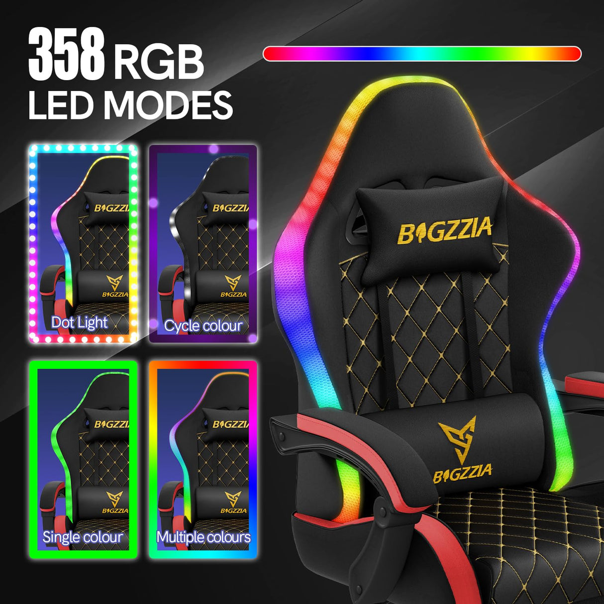 RGB LED Gaming Chair with Footrest - Ergonomic High Back Reclining Computer Chair
