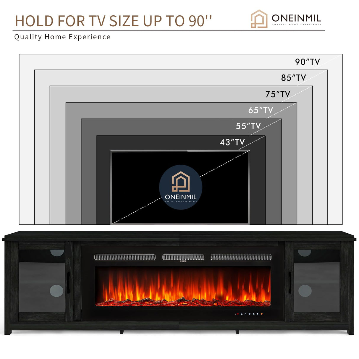 TV Stand with 50" Fireplace,80" Modern Fireplace Entertainment Center