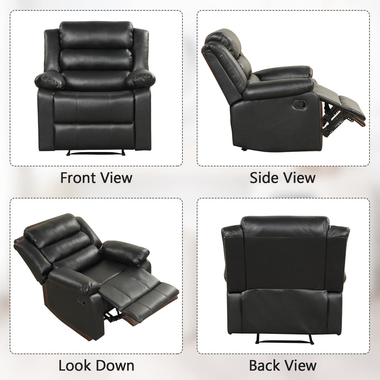 Manual Recliner Chair, Breathable PU Leather Reclining Chair, Extra Wide Recliners