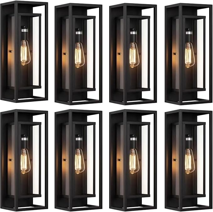 2 Pack 18 inches Outdoor Wall Lantern Light Fixture, Large Black Exterior Waterproof