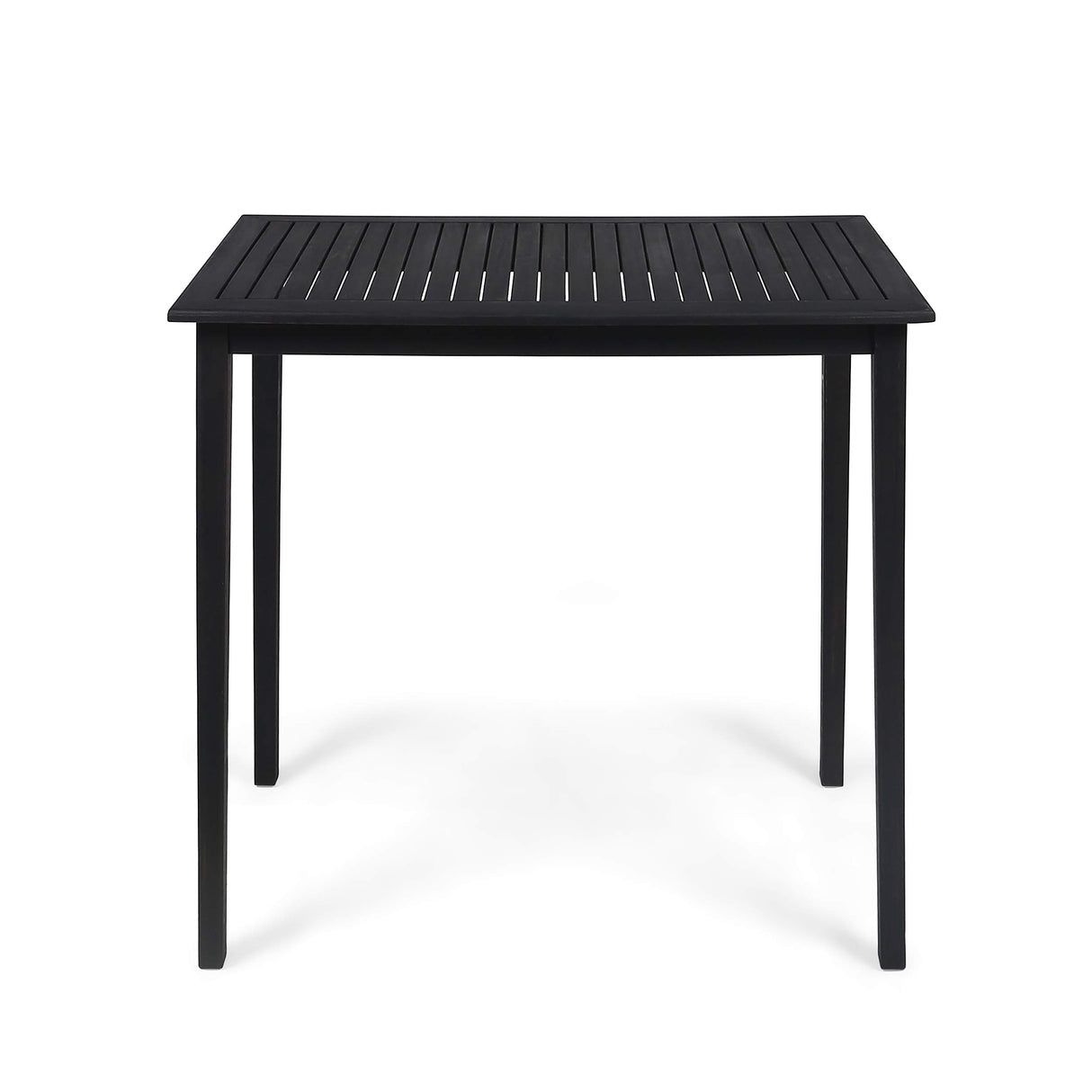 Teresa Outdoor Minimalist Acacia Wood Rectangle Bar Table Dark Gray