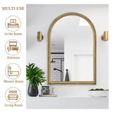 24" x 36" Arch Wall Mirror with Antique Gold Beaded Frame