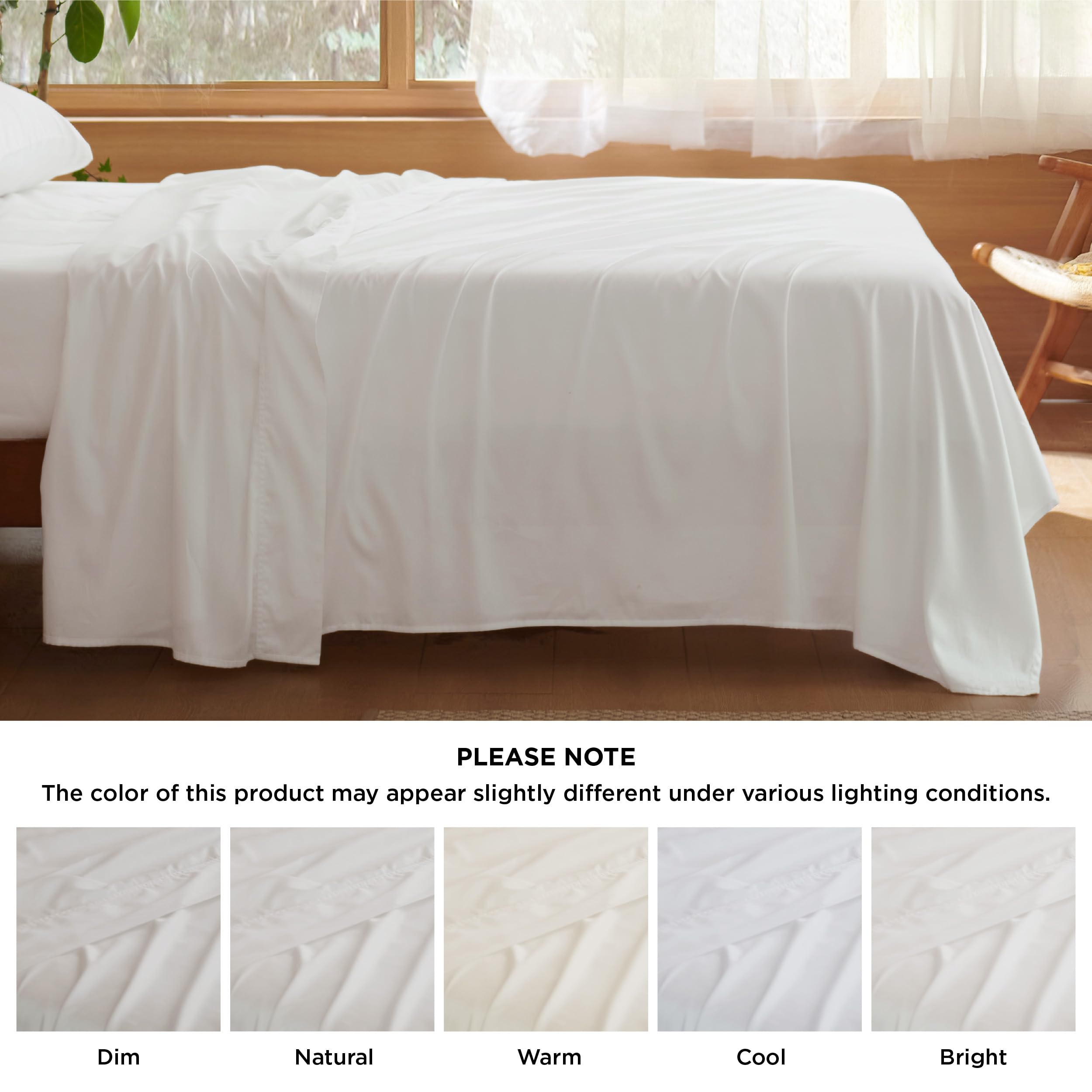 Lyocell Cotton Sheet Set - Cooling Bed Sheets Queen, Silky Soft and Breathable