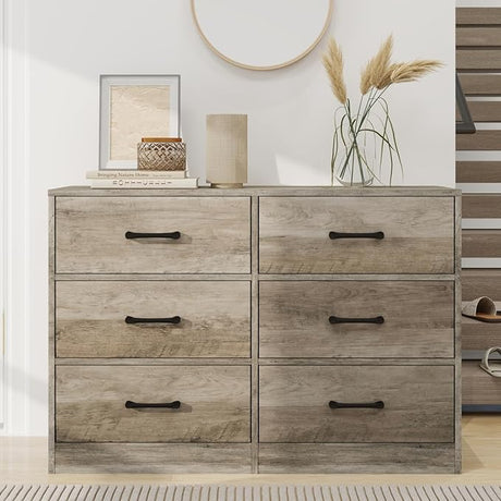 9 Drawer Dresser for Bedroom,Wood Chest of Drawers,Grey Dresser TV Stand with Steel Frame for Storage and Organization,Large Fabric Dresser for Kids Bedroom,Living Room,Nursery,Closet