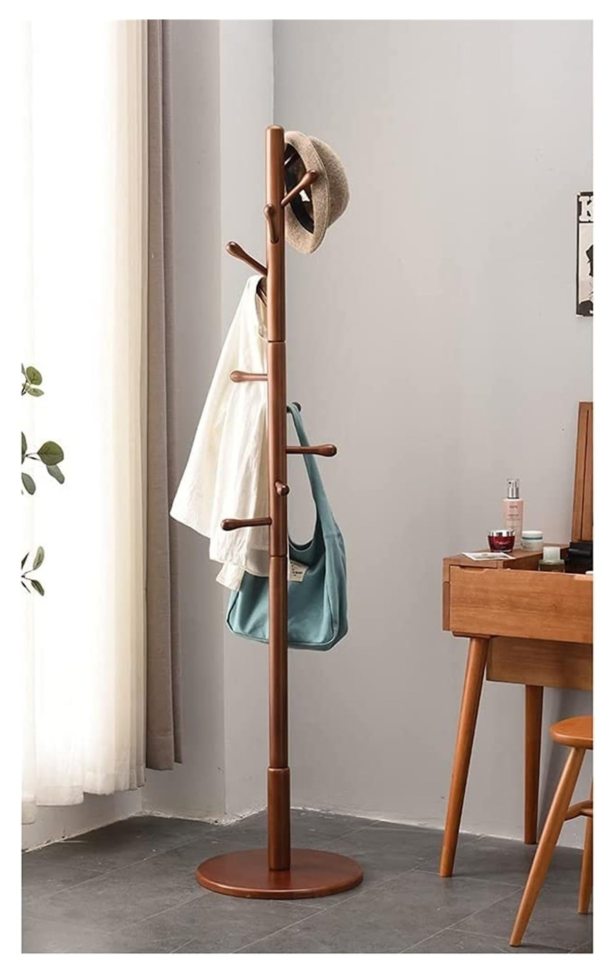 Coat Racks Coat Rack with 10 Hook Beech Wooden Coat Hanger Floor Standing Hat Coat Stands