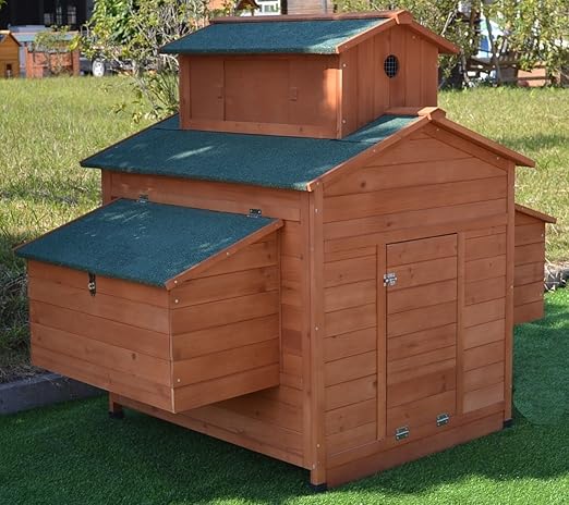 Deluxe Large Wood Chicken Coop Backyard Hen House 6-10 Chickens