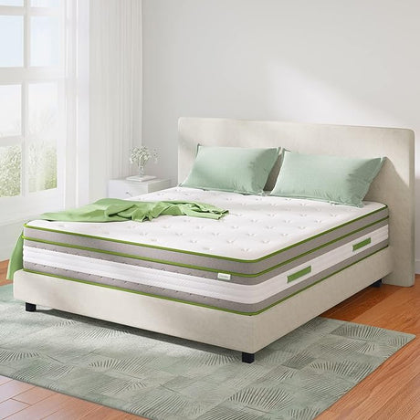 Novilla Twin Mattress, 10 Inch Hybrid Pillow Top Twin Size Mattress in a Box with Gel Memory Foam & Individually Wrapped Pocket Coils Innerspring for a Cozy & Peaceful Sleep