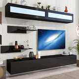 Pieces Floating TV Stands Set with 4 Storage Cabinets and 2 Shelves