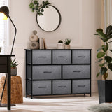 Dresser with 8 Drawers - Chest Organizer Unit with Steel Frame Wood Top & Handle Easy