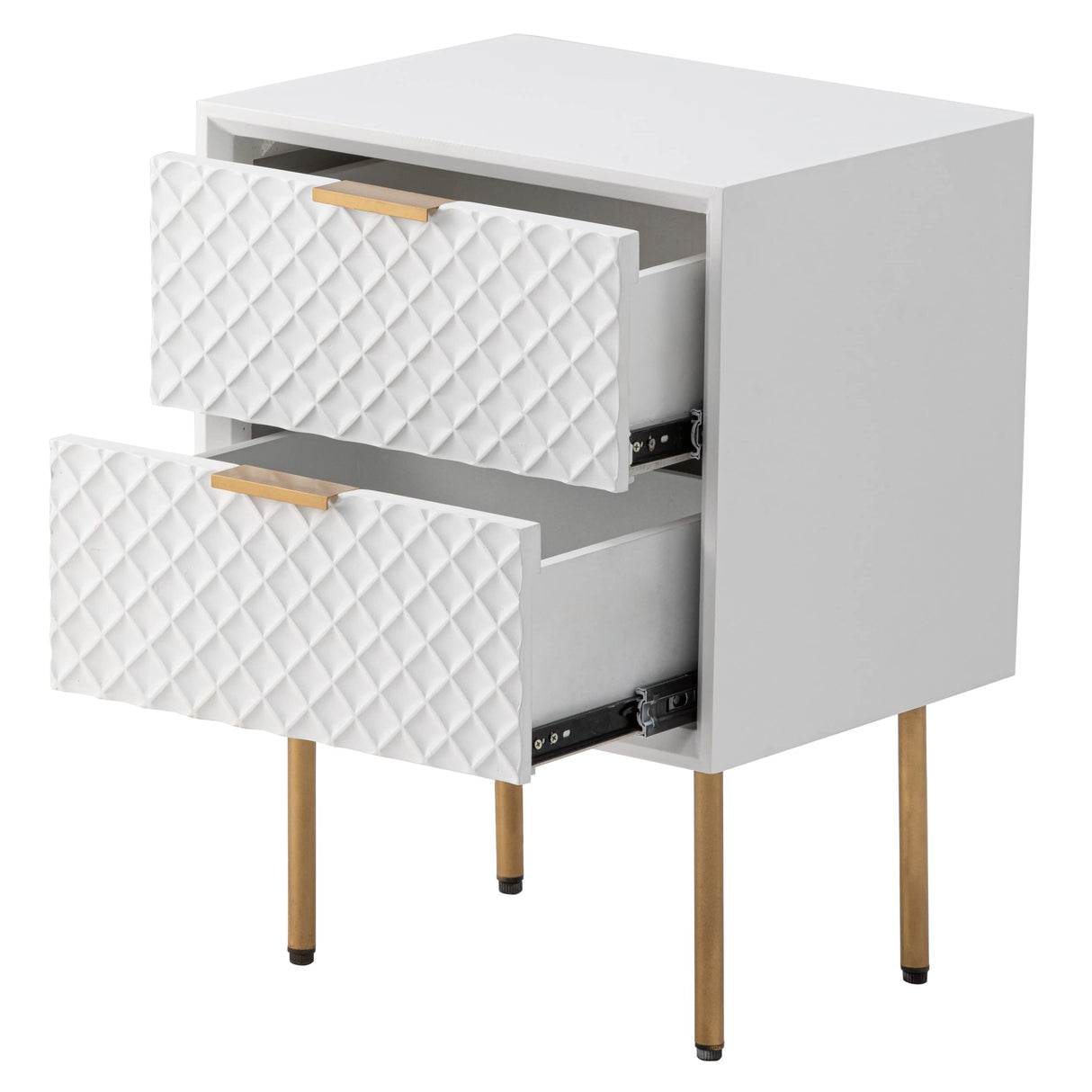 Modern 2-Drawer Nightstand Set of 2, Contemporary Side Table, Retro-Inspired